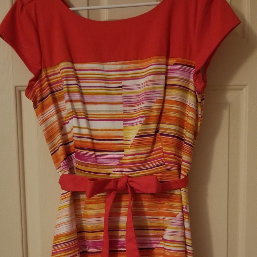 Red striped dress with sash